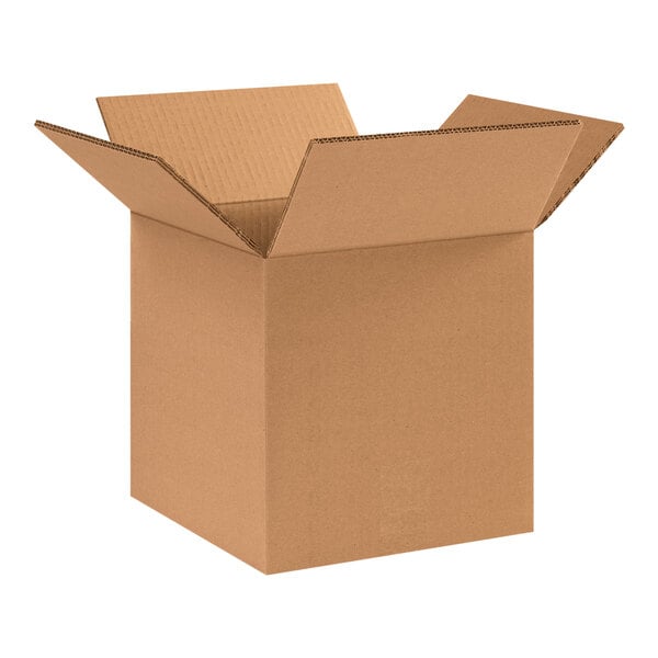 A Lavex cardboard shipping box with an open lid.