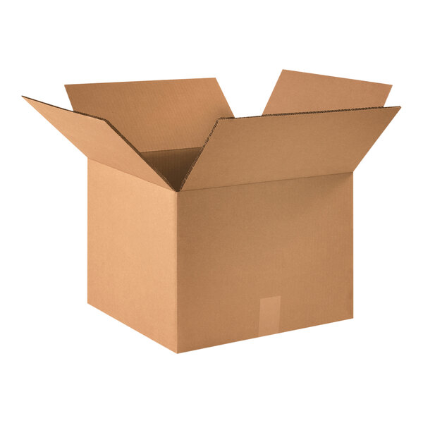A close-up of a brown Lavex cardboard box with an open lid.