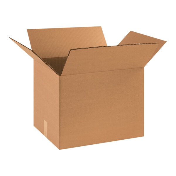 A brown Lavex cardboard box with an open lid.