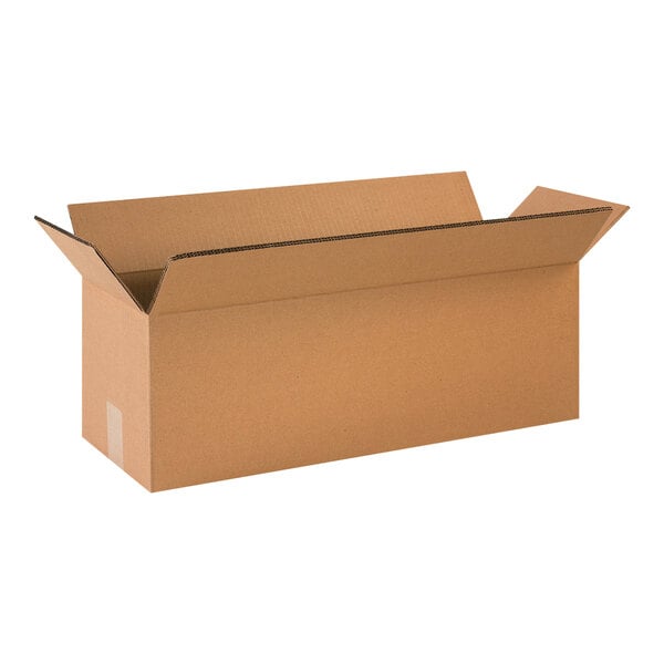 A brown cardboard box with a curved edge.