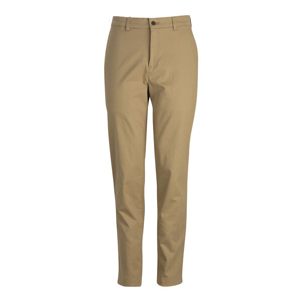 A pair of tan Edwards 4-way stretch pants with buttons and pockets.