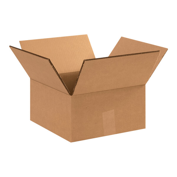 A Lavex cardboard shipping box with an open lid.