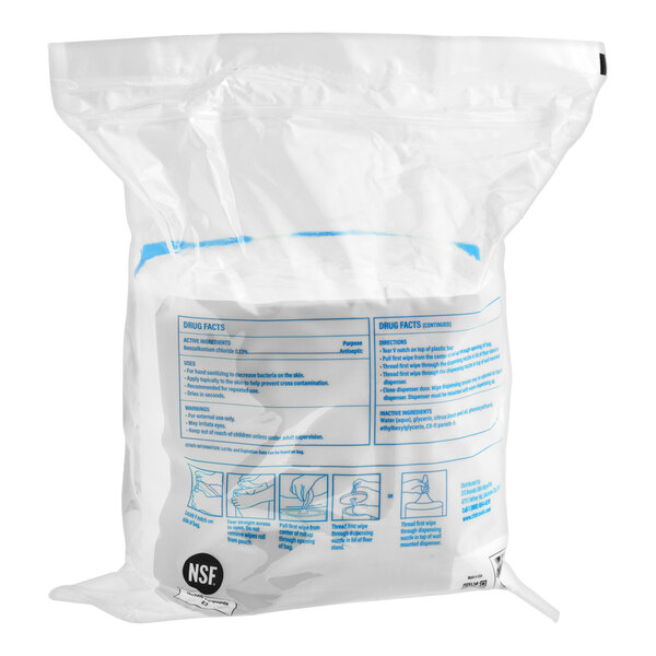 WipesPlus 6" x 8" 800-Count Lemon Scent Alcohol-Free Hand Sanitizing Wipes Refill Bag