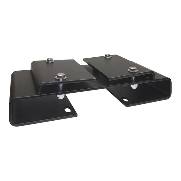 A black rectangular Coxreels overhead mounting bracket with bolts.