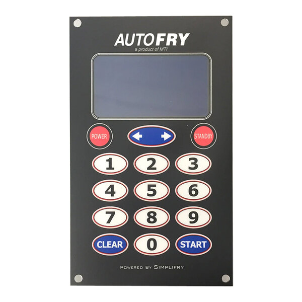 A black rectangular AutoFry display board with a screen and keypad.