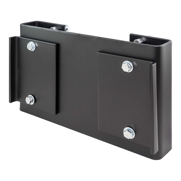 A black metal Coxreels overhead mounting bracket with screws.