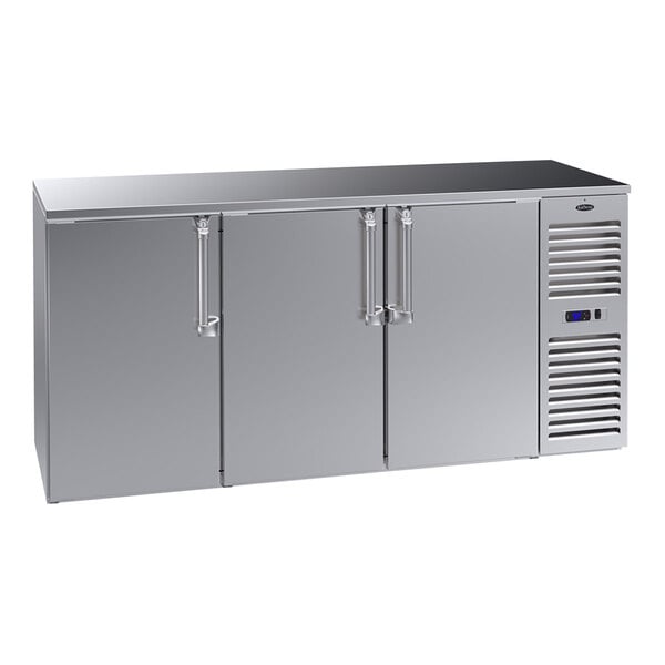 A stainless steel Krowne back bar refrigerator with two doors and two drawers.