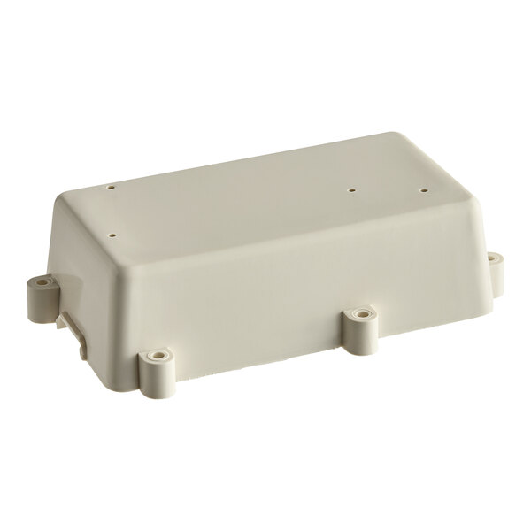 A white rectangular Avantco controller box with holes.