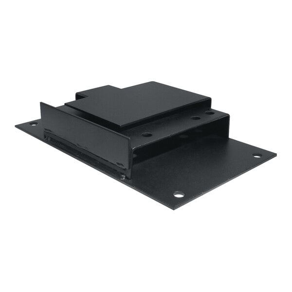 A black metal Coxreels EZ-Up bracket with holes in it and a square top.