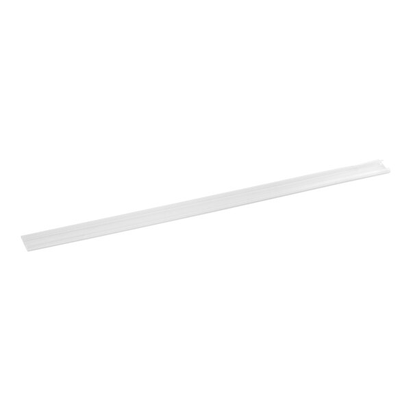 A white rectangular plastic shelf tag holder.