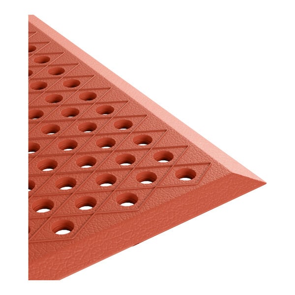 Lavex 2' x 3' Heavy-Duty Red Rubber Grease-Resistant Anti-Fatigue Diamond Floor Mat with Beveled Edge - 1/2" Thick