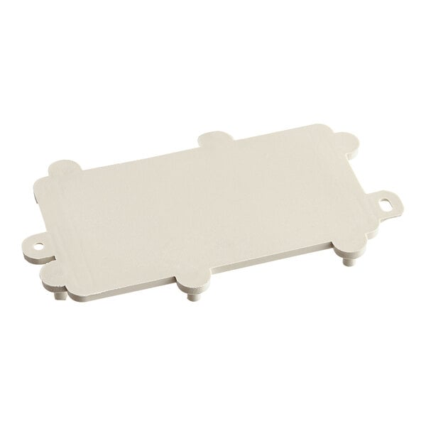 A white plastic lid with two holes.