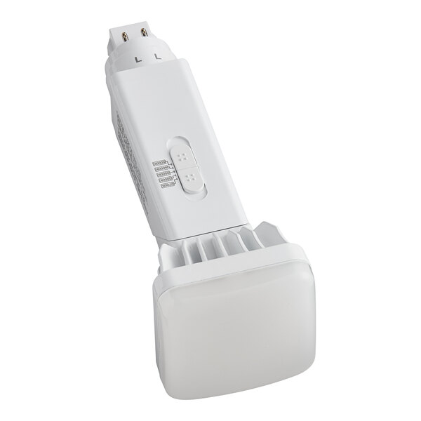 A white rectangular LED lamp with buttons on the white cover.