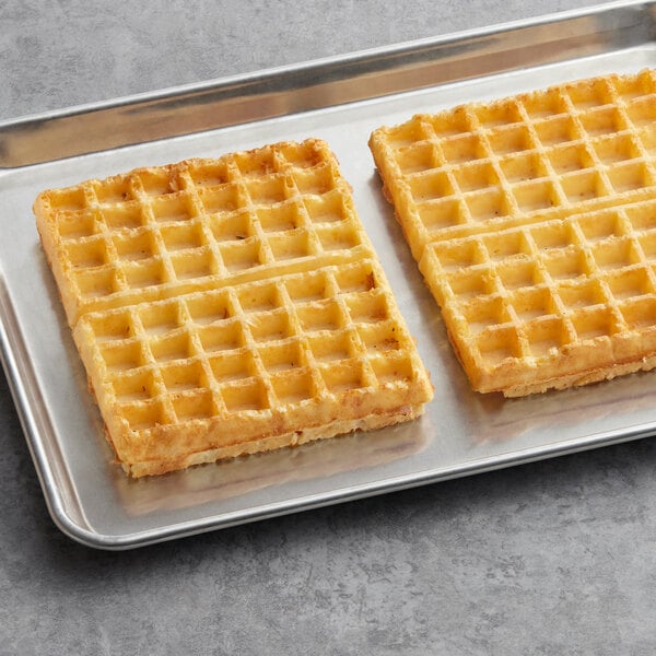 White Toque Heritage Brussels Waffles on a tray.