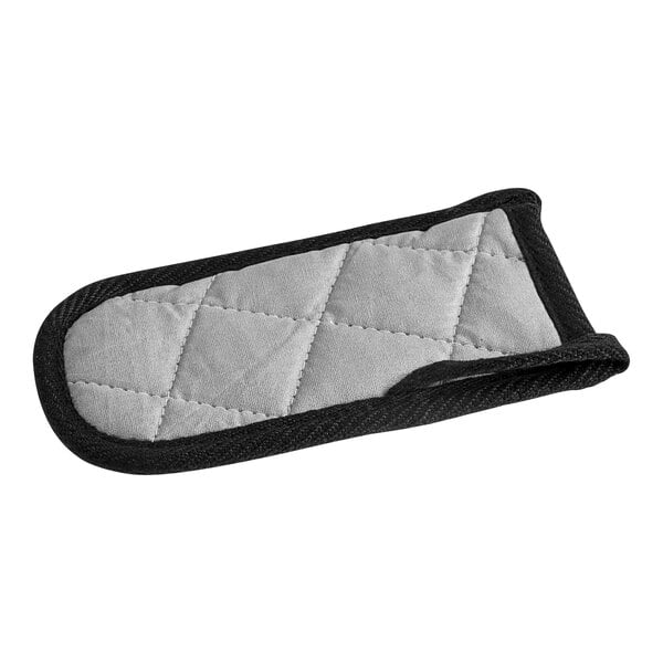 A grey and black quilted cotton handle cover.