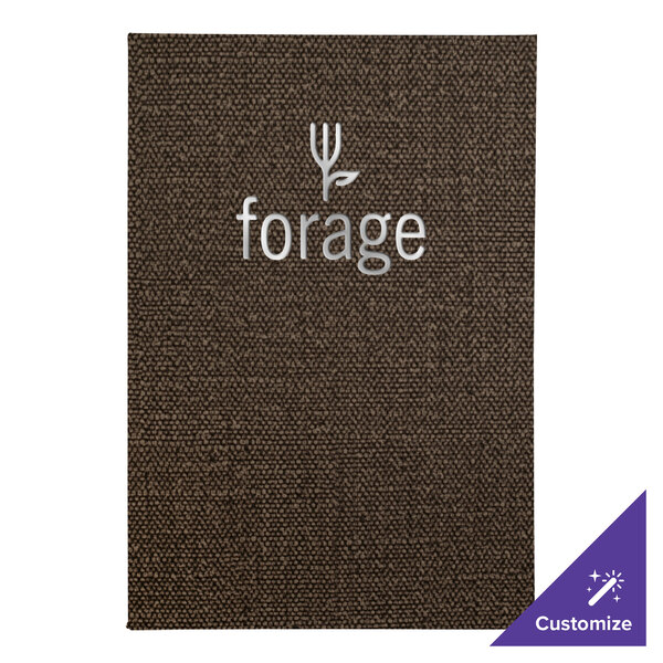 A brown H. Risch, Inc. menu cover with a logo on the front.