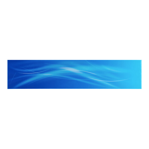 A blue rectangular sign with white wave lines.