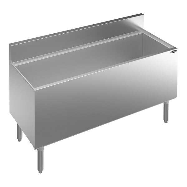 A stainless steel Krowne underbar ice bin with a deep style container and a post-mix cold plate.