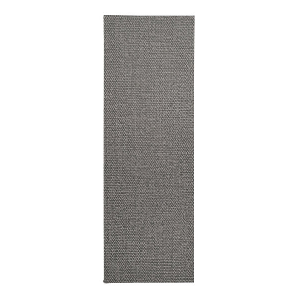 A grey rectangular menu cover with a smoke grey fabric and black lines.