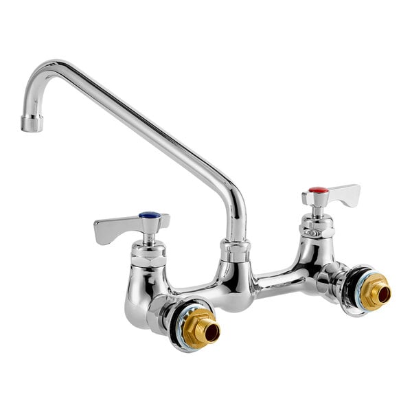 A Krowne wall-mount faucet with lever handles.