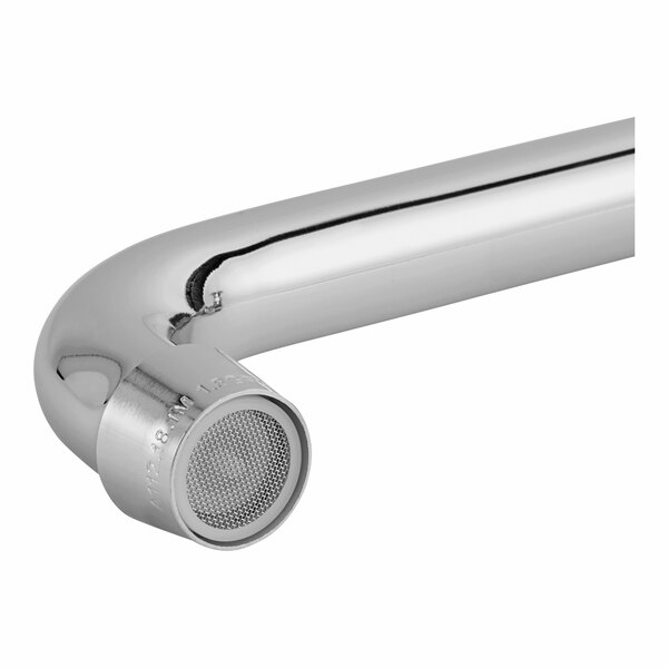 A close-up of a Krowne wall-mount faucet with lever handles.