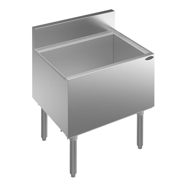 A Krowne Royal Series underbar ice bin with a 10 circuit post-mix cold plate on a stand.