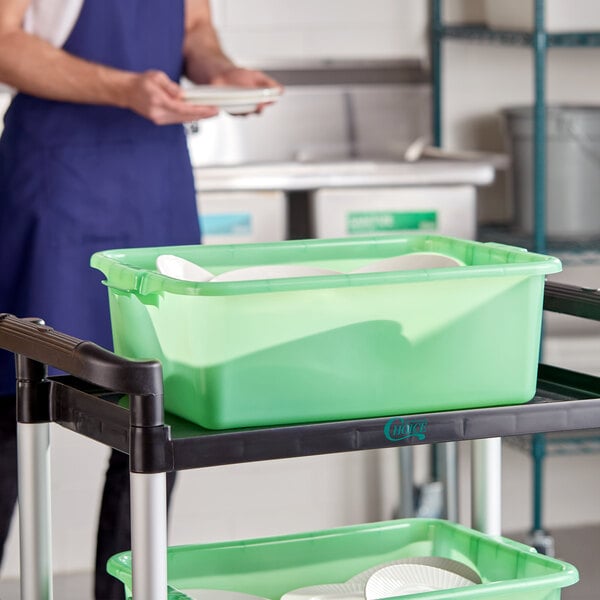 Vollrath 1527-C19 Traex® Color-Mate™ Green Bus Tub / Food Storage Box - 20" x 15" x 7"
