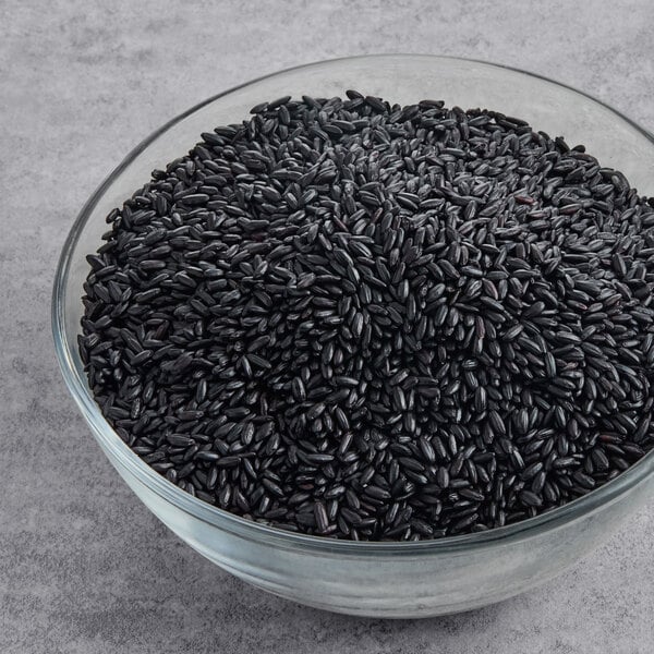 A bowl of Lotus Foods Organic Medium Grain Forbidden Rice.