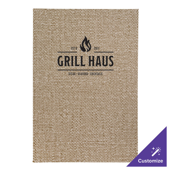 A Milan menu cover with "Grill Haus" in black text.