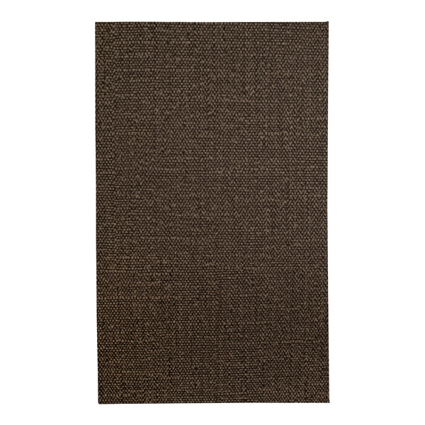 A brown rectangular fabric menu cover with a black border.