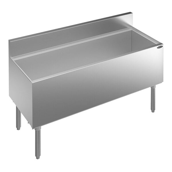 A Krowne Royal Series stainless steel underbar ice bin with a rectangular top.