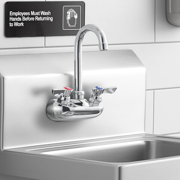 Krowne Silver Series 10-400L Wall-Mount Faucet with 0.5 GPM Aerator, 3 1/2" Gooseneck Nozzle, and Lever Handles