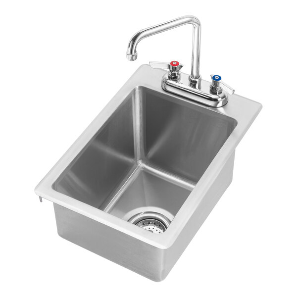 A Krowne stainless steel drop-in sink with a faucet.