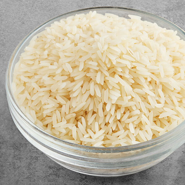 A bowl of Lotus Foods Organic Long Grain White Jasmine Rice.