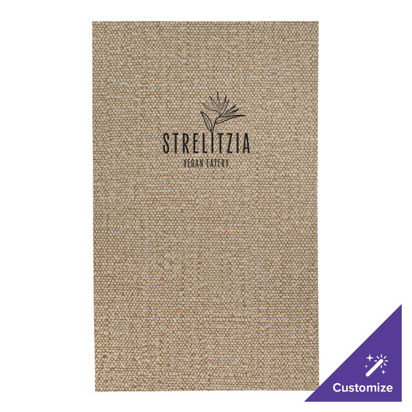A customizable H. Risch, Inc. menu cover with a purple and white floral design on a tan background.