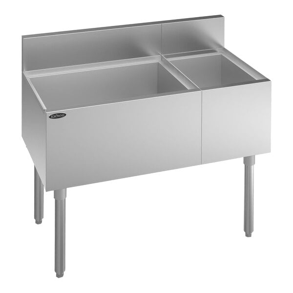 A Krowne Royal Series underbar ice bin with a post-mix cold plate, bottle storage, and left-side bin.