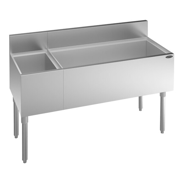 A Krowne Royal Series underbar ice bin with right-side bottle storage, cold plate, and 10 circuits.