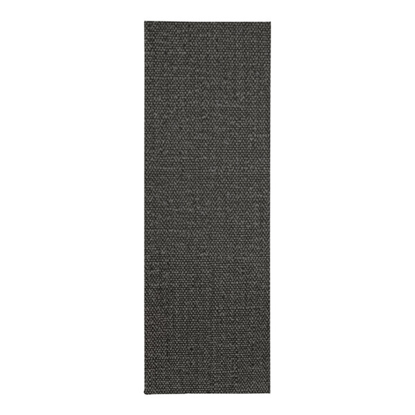 A grey rectangular menu cover with black lines in a fabric texture.