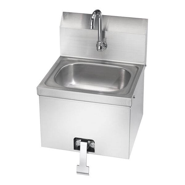 A Krowne stainless steel wall-mounted hand sink with a stainless steel faucet.
