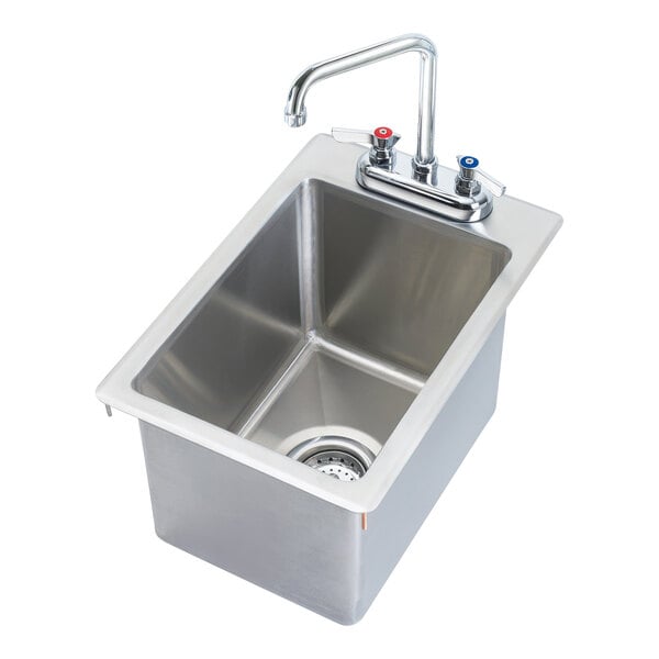 A Krowne stainless steel drop-in sink with a faucet.