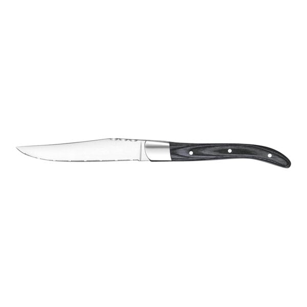 An Amefa Royal steak knife with a dark gray handle and silver blade.