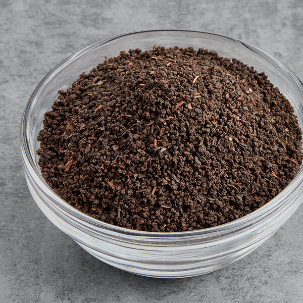 A bowl of Twinings Irish Breakfast loose leaf tea.