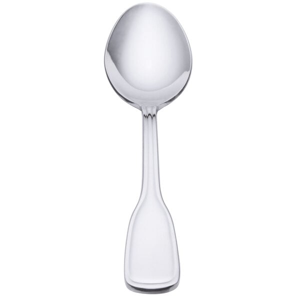 A Oneida stainless steel teaspoon with a silver handle.
