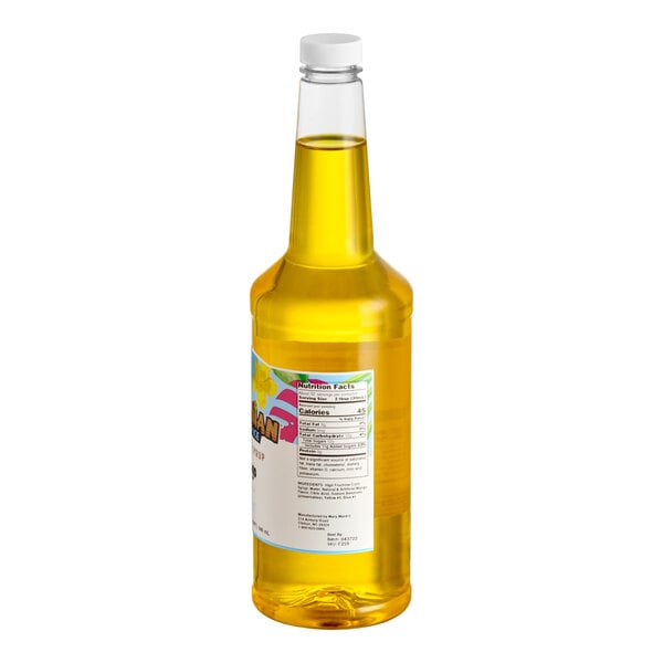 A 32 fl. oz. bottle of Hawaiian Shaved Ice Mango Snow Cone Syrup.