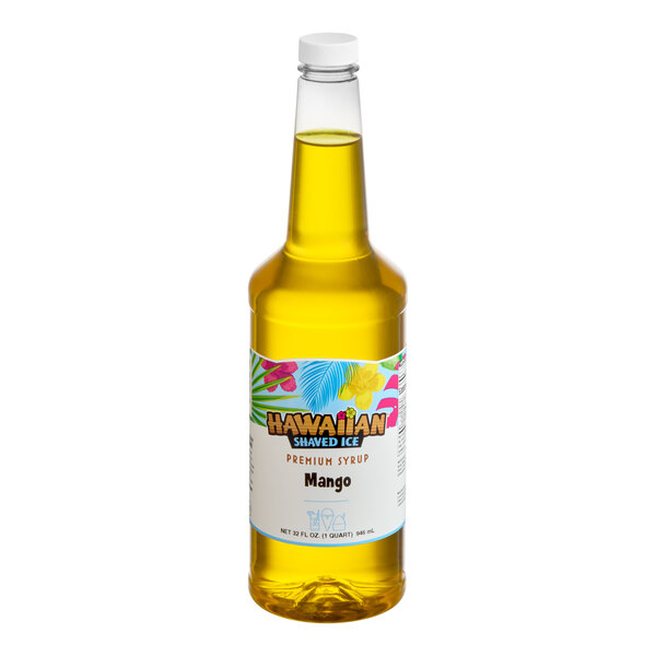 Hawaiian Shaved Ice Mango Snow Cone Syrup 32 fl. oz. - 12/Case