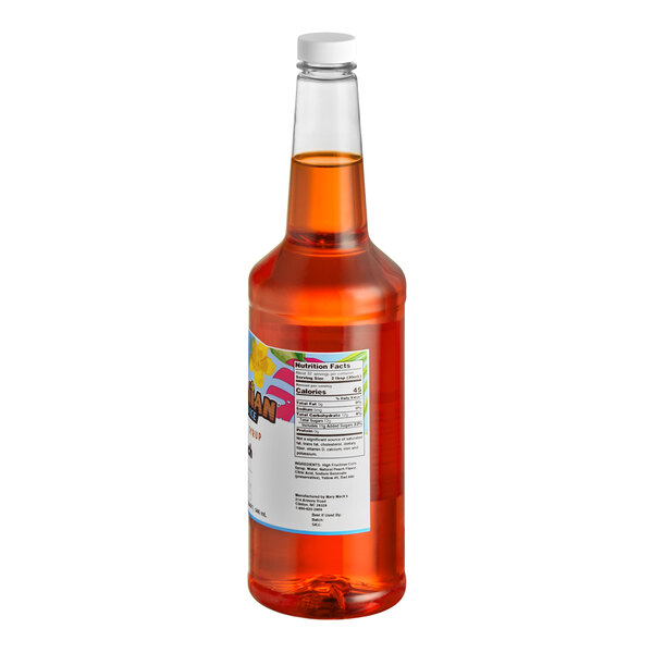 Hawaiian Shaved Ice Peach Snow Cone Syrup 32 fl. oz. - 12/Case