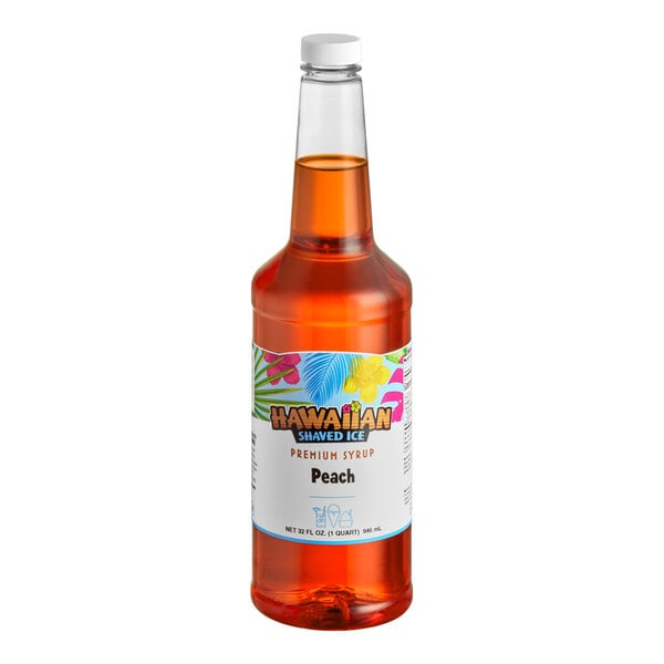 Hawaiian Shaved Ice Peach Snow Cone Syrup 32 fl. oz. - 12/Case