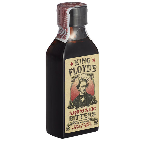 A case of 6 King Floyd's Aromatic Bitters bottles on a counter.