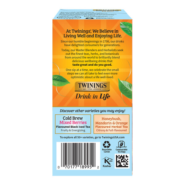 Twinings Peach Cold Brewed Iced Tea Bags - 120/Case
