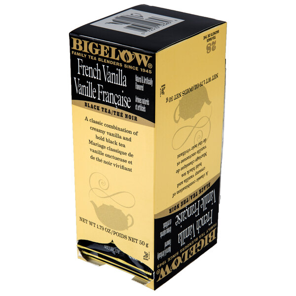A box of Bigelow French Vanilla tea bags.